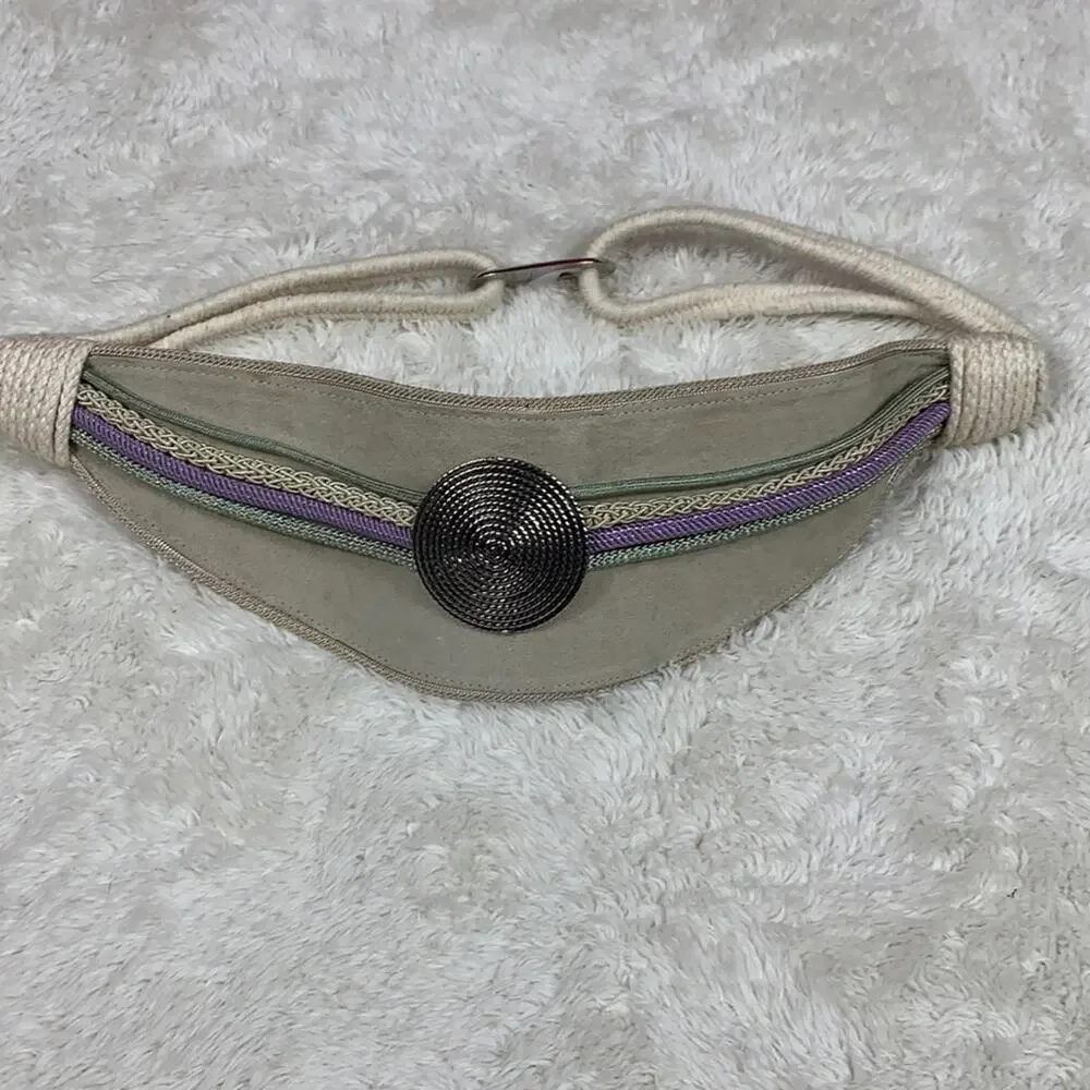 Vintage ione‎ for coastlines suede and rope hook belt, med